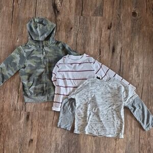 Camouflage Hoodie and 2 Long Sleeve Shirts Set